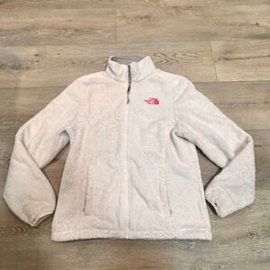 The North Face Womens Fleece Jacket Fuzzy Pink Ribbon Logo Size Small S‎